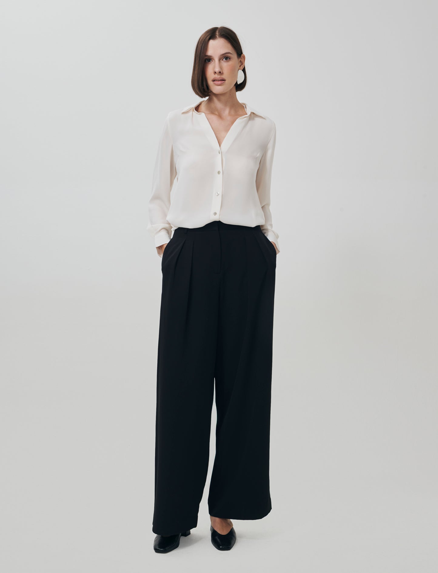 Camicia con Spacchi e Manica Lunga - Avorio