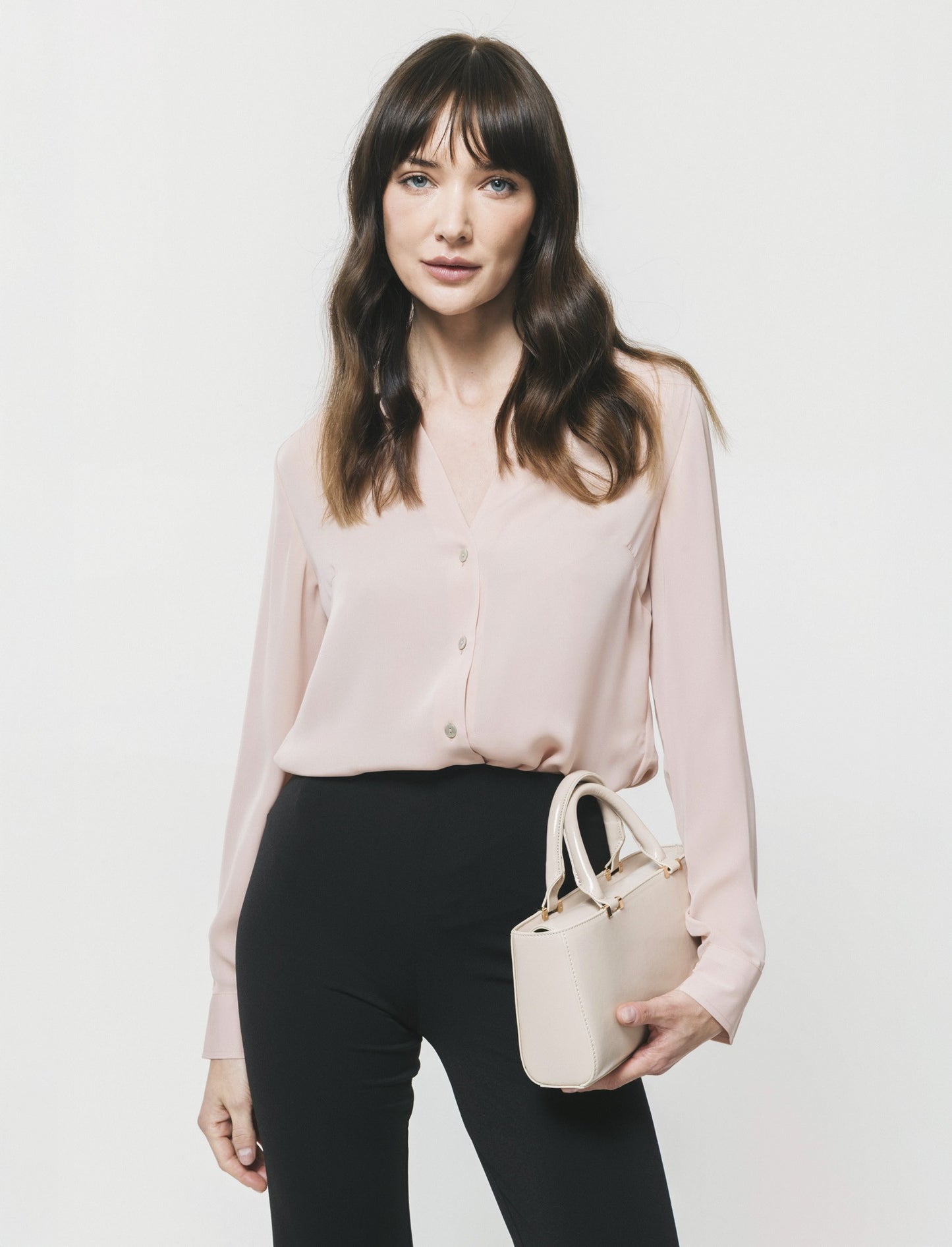 Camicia con Spacchi e Manica Lunga - Rosa chiaro