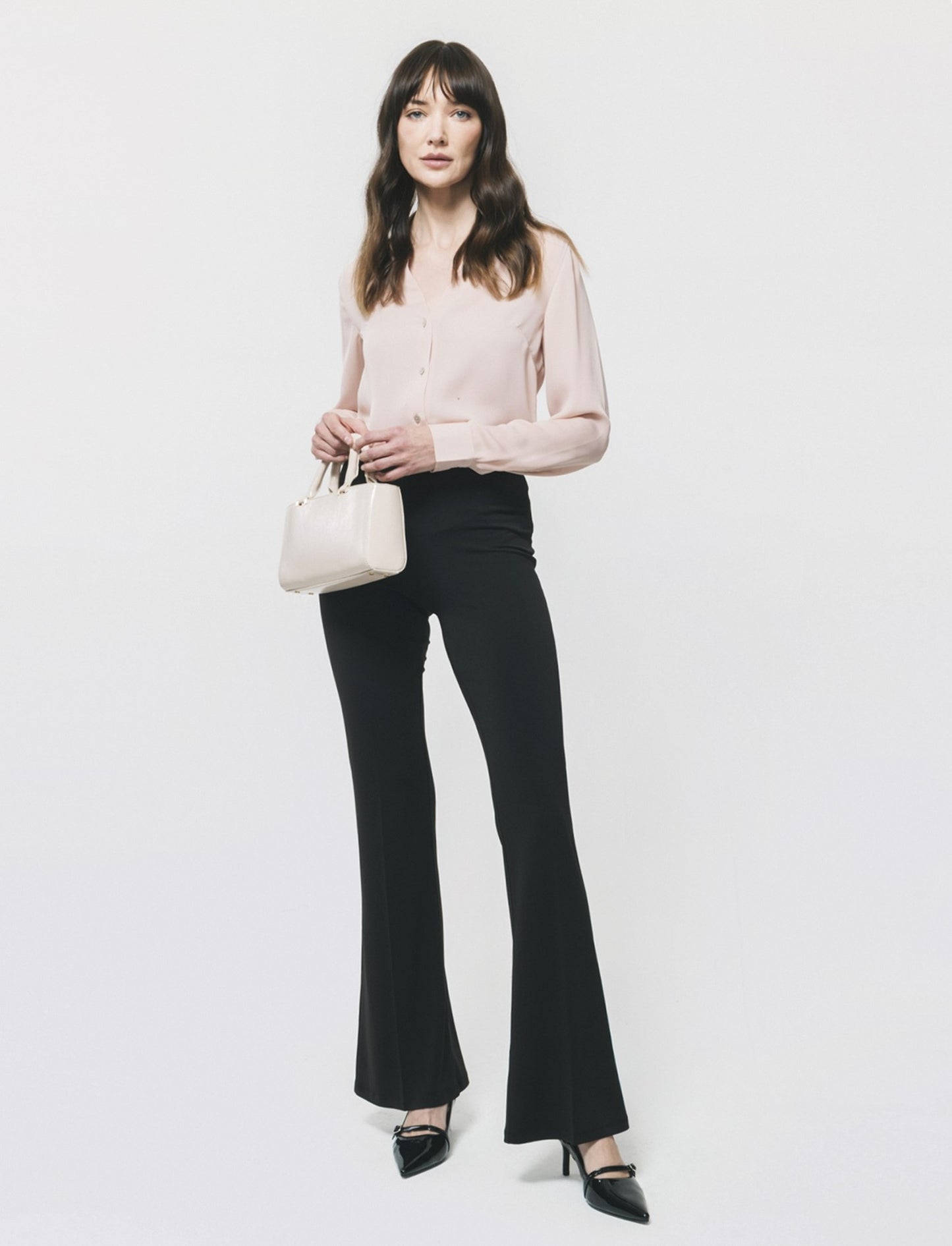 Camicia con Spacchi e Manica Lunga - Rosa chiaro