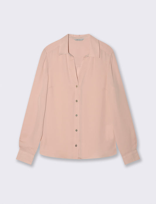 Camicia con Spacchi e Manica Lunga - Rosa chiaro