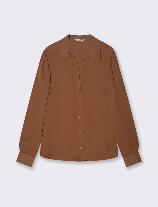 Camicia con Spacchi e Manica Lunga - Marrone