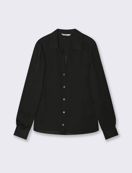 Camicia con Spacchi e Manica Lunga - Nero