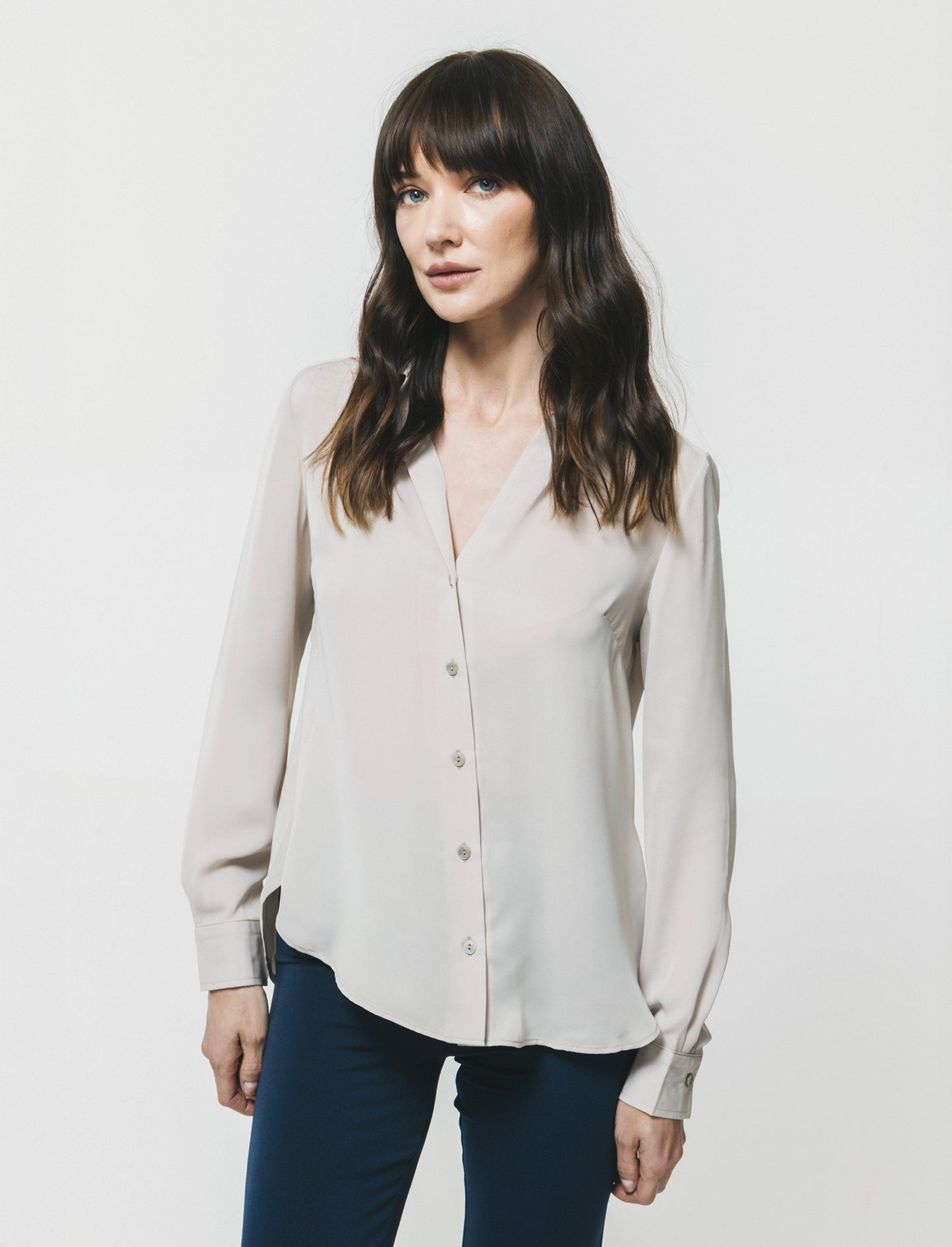 Camicia con Spacchi e Manica Lunga - Sabbia