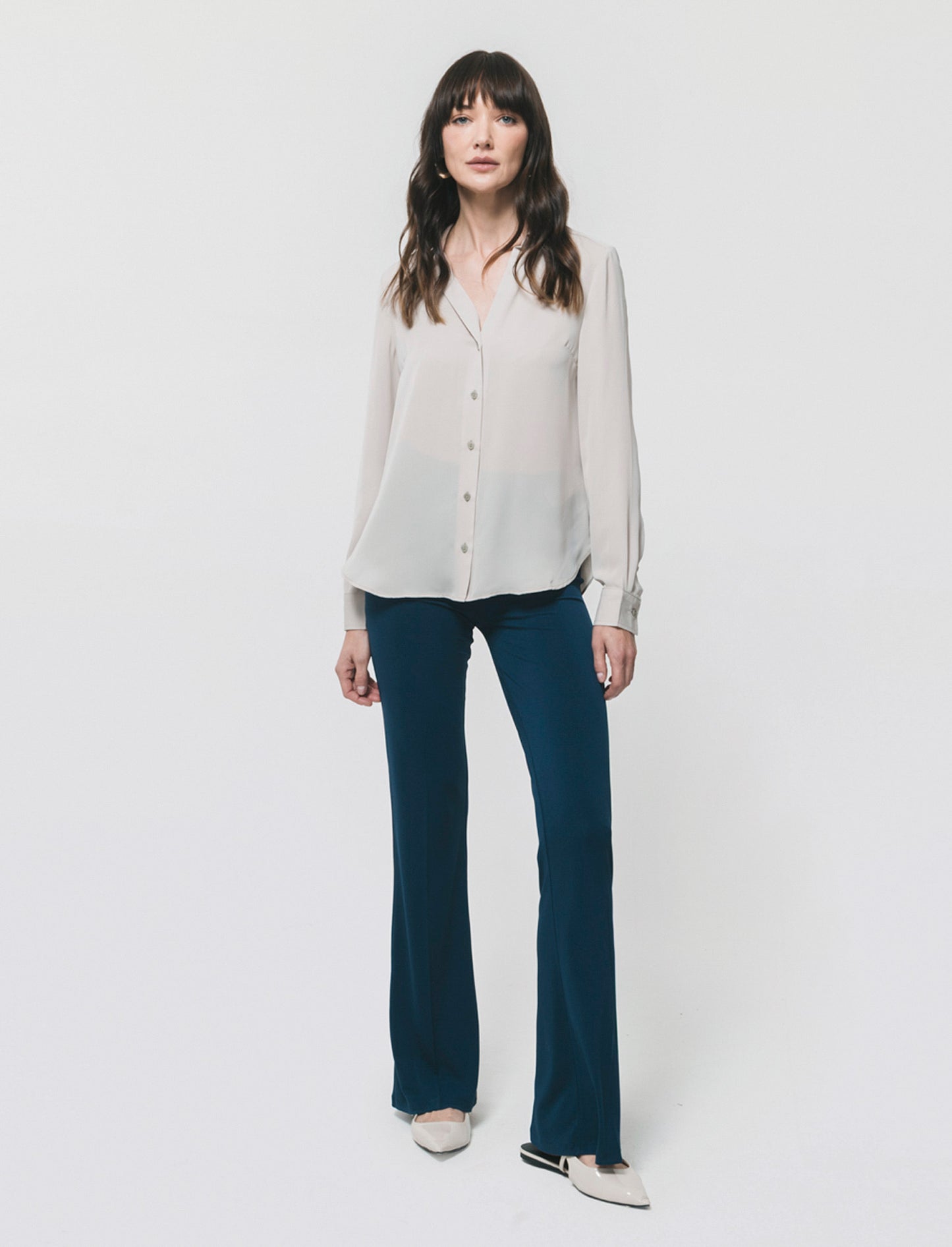 Camicia con Spacchi e Manica Lunga - Sabbia