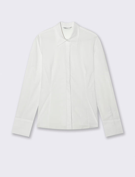 Camicia Slim in Tela Elastica - Bianco