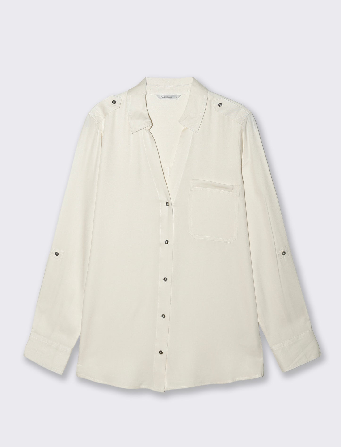 Camicia Basica con Tasche e Laccio - Avorio