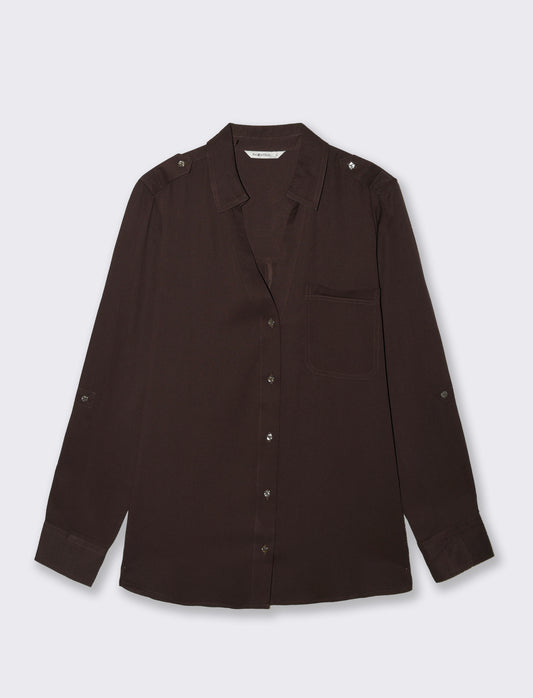 Camicia Basica con Tasche e Laccio - Moro