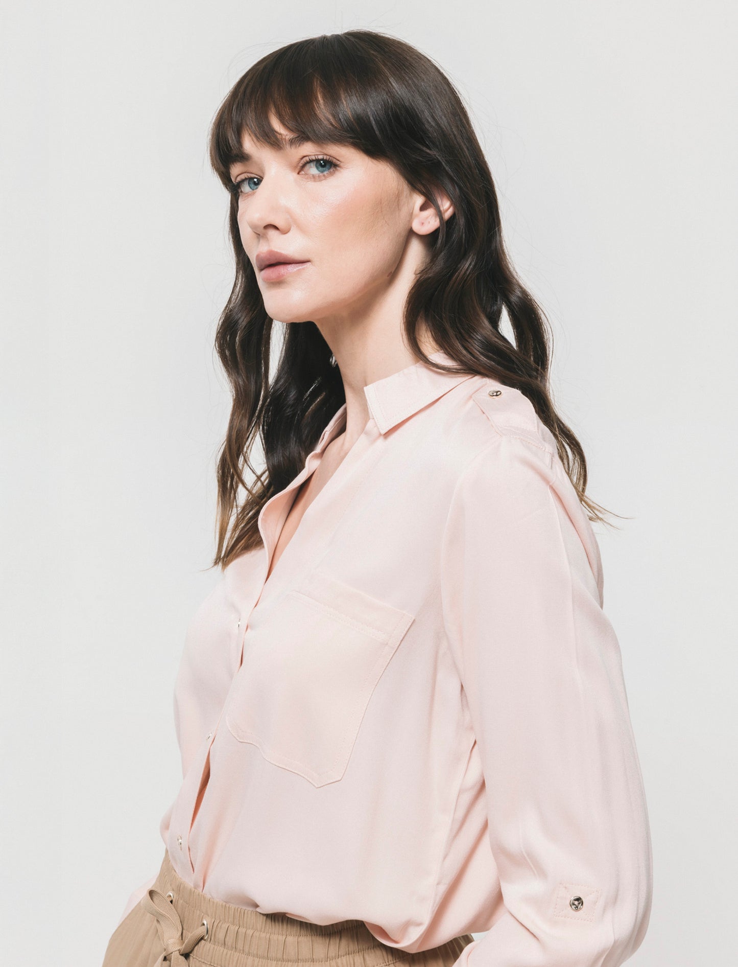 Camicia Basica con Tasche e Laccio - Pesca