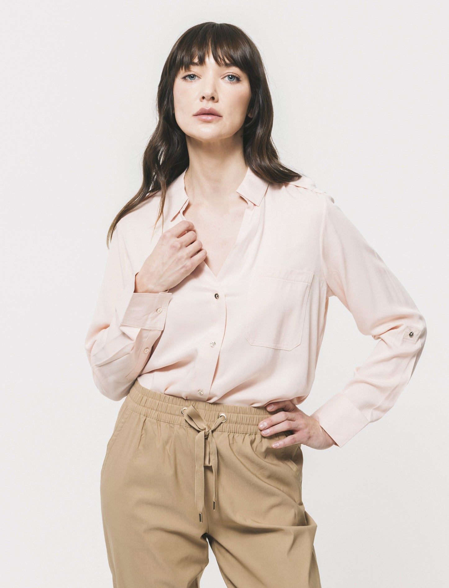 Camicia Basica con Tasche e Laccio - Pesca