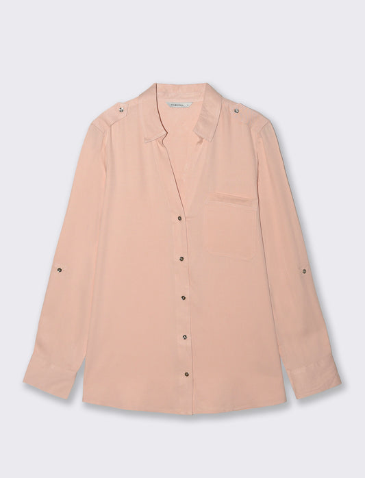 Camicia Basica con Tasche e Laccio - Pesca