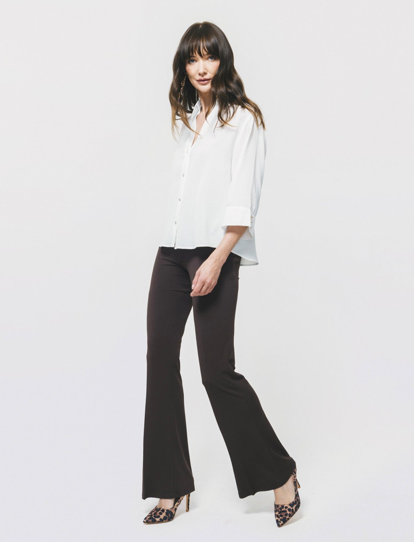 CAMICIA BASICA CON MANICHE A 3/4 - Bianco latte