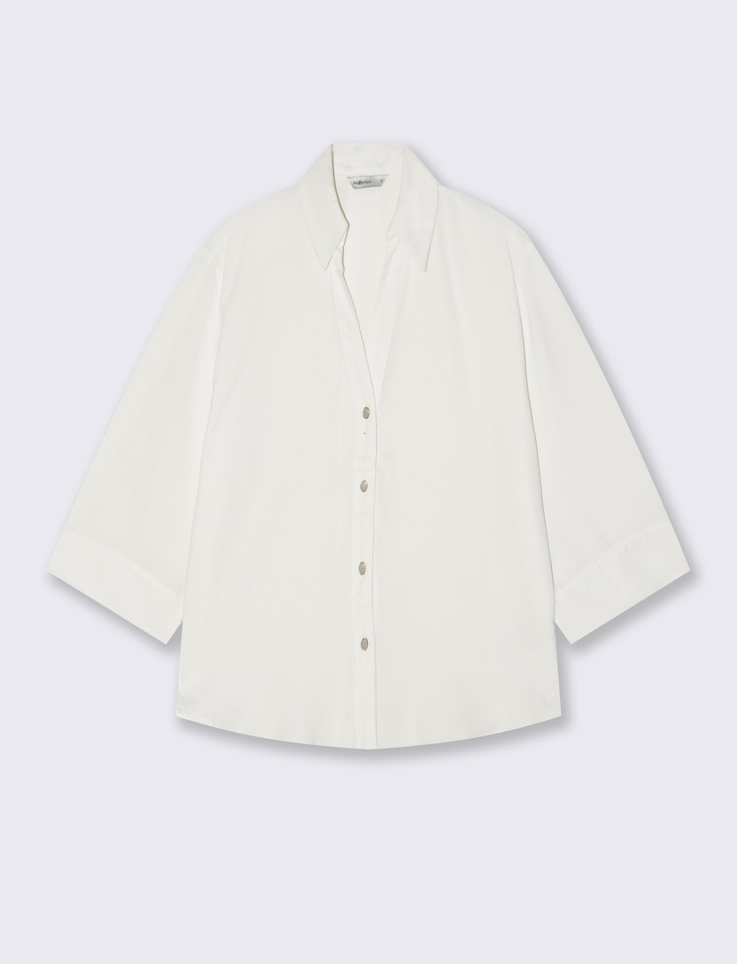 CAMICIA BASICA CON MANICHE A 3/4 - Bianco latte