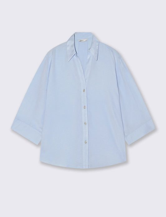 Camicia Basica Maniche a 3/4 - Celeste