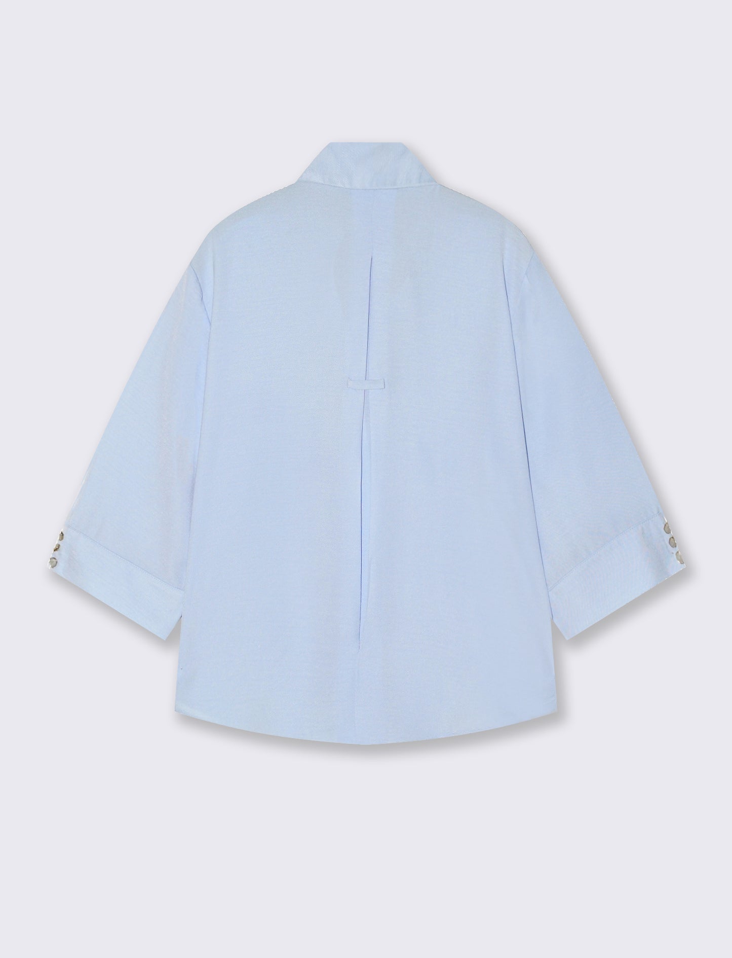 CAMICIA BASICA CON MANICHE A 3/4 - Celeste