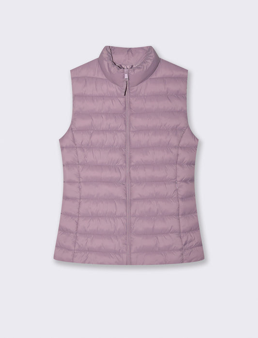 Giubbotto Smanicato Imbottito con Zip - Viola glicine