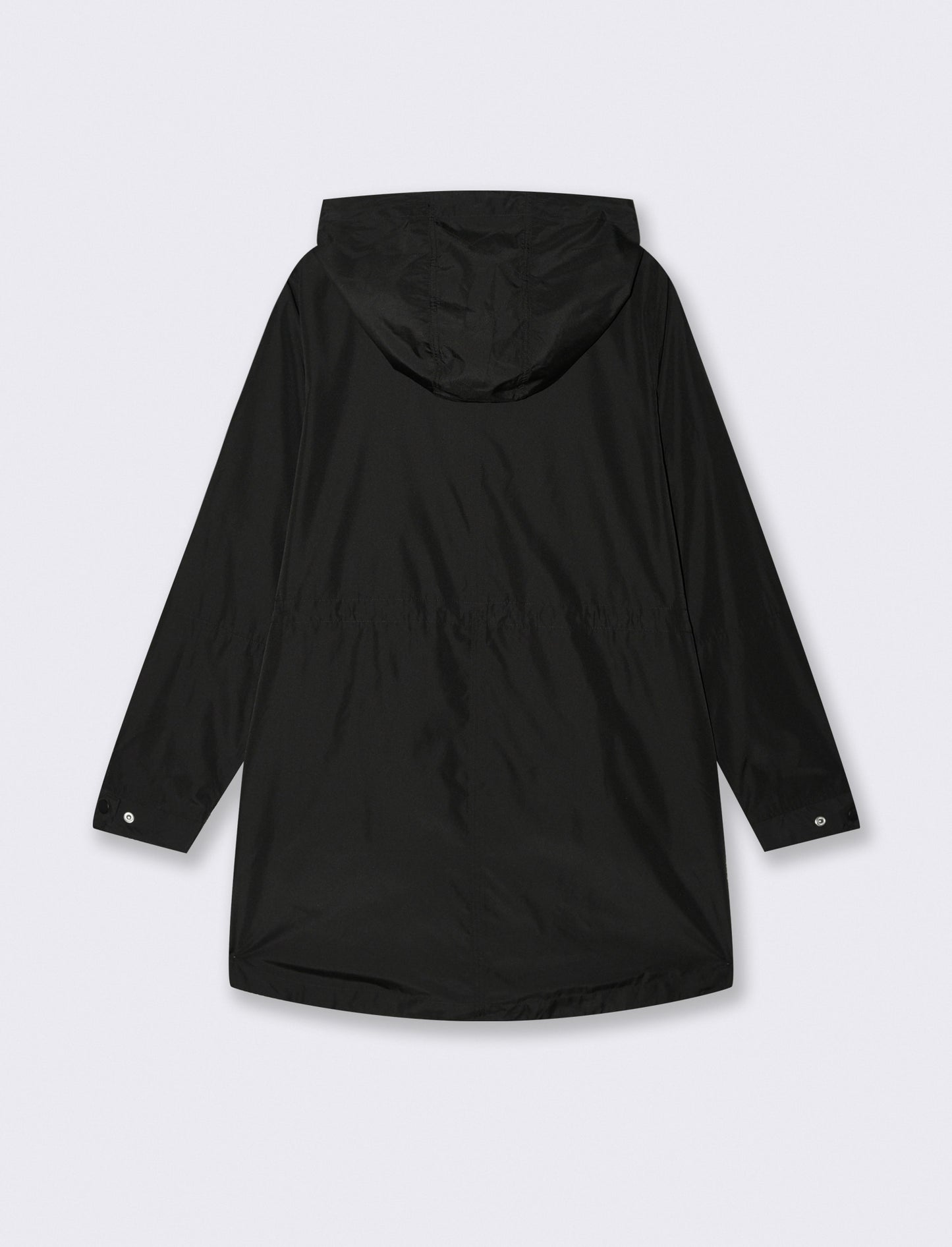 Parka Ripiegabile con Cappuccio e Zip - Nero