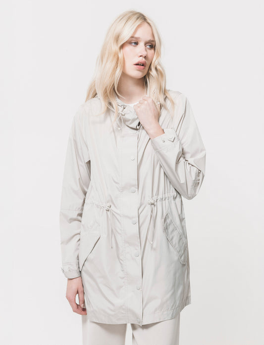 Parka Ripiegabile con Cappuccio e Zip - Beige grano