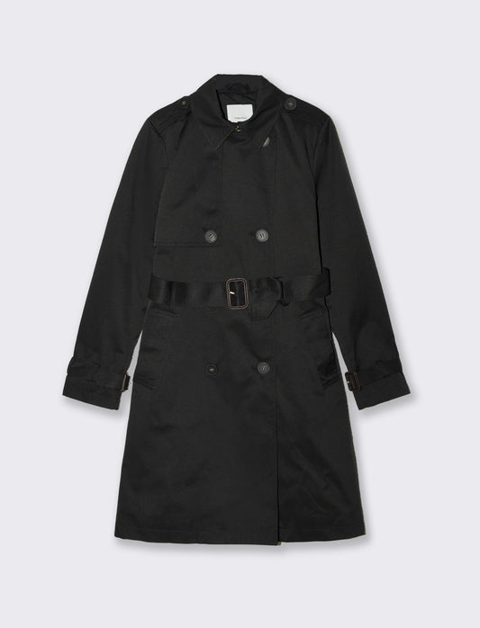 TRENCH LUNGO CON CINTURA E TASCHINI - Nero