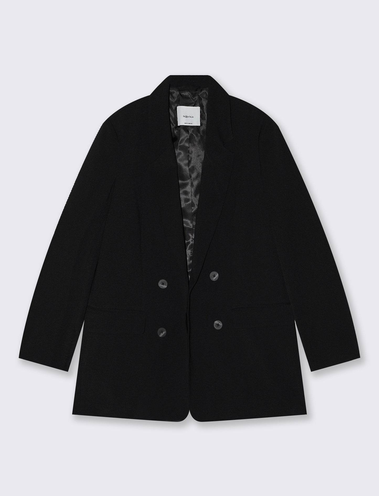 Open Jacket with Decorative Buttons and Pockets - Black