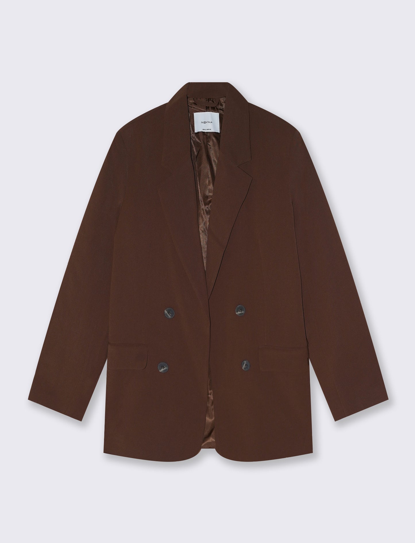 Open Jacket with Decorative Buttons and Pockets - Brown