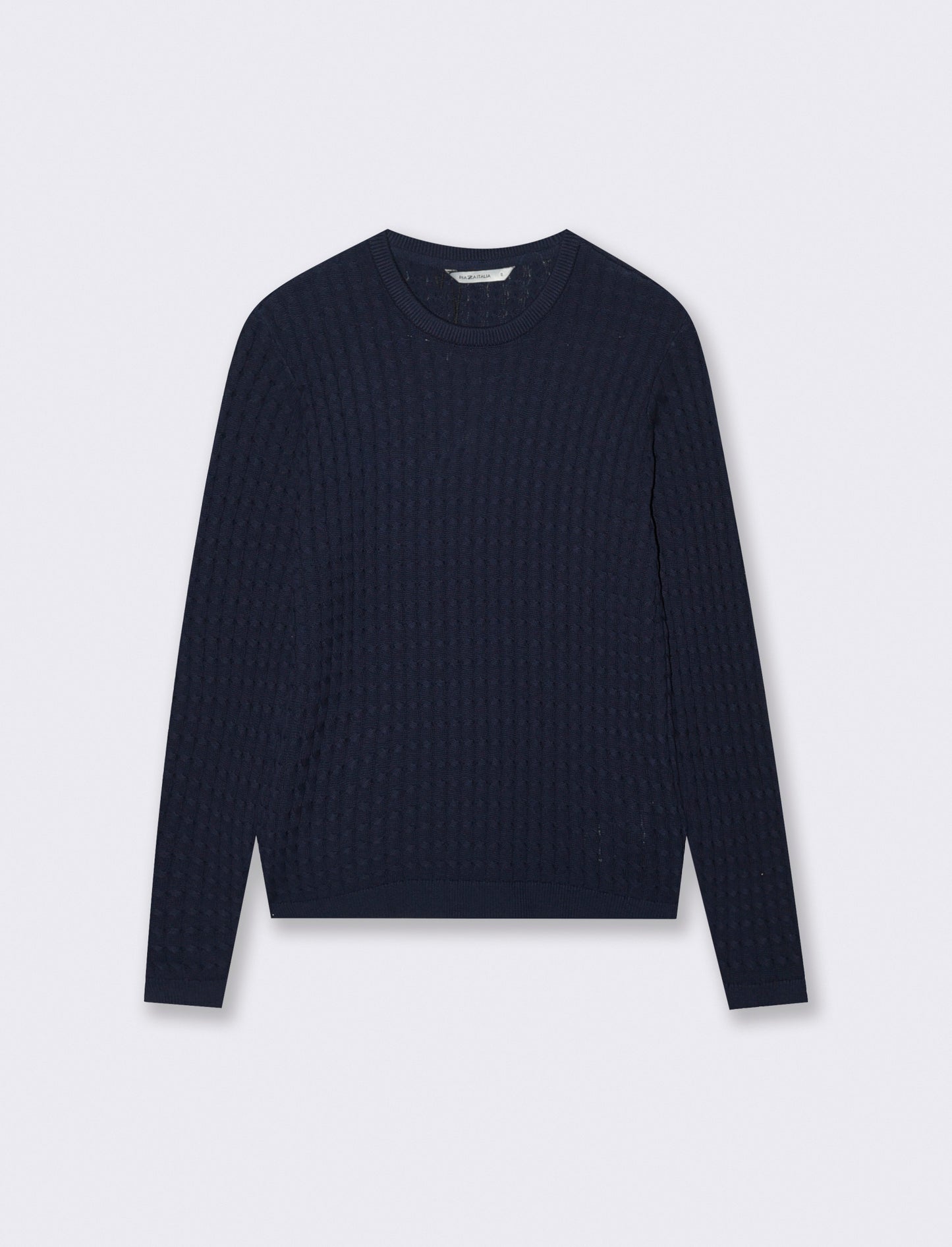 Maglia Girocollo a Treccia - Blu
