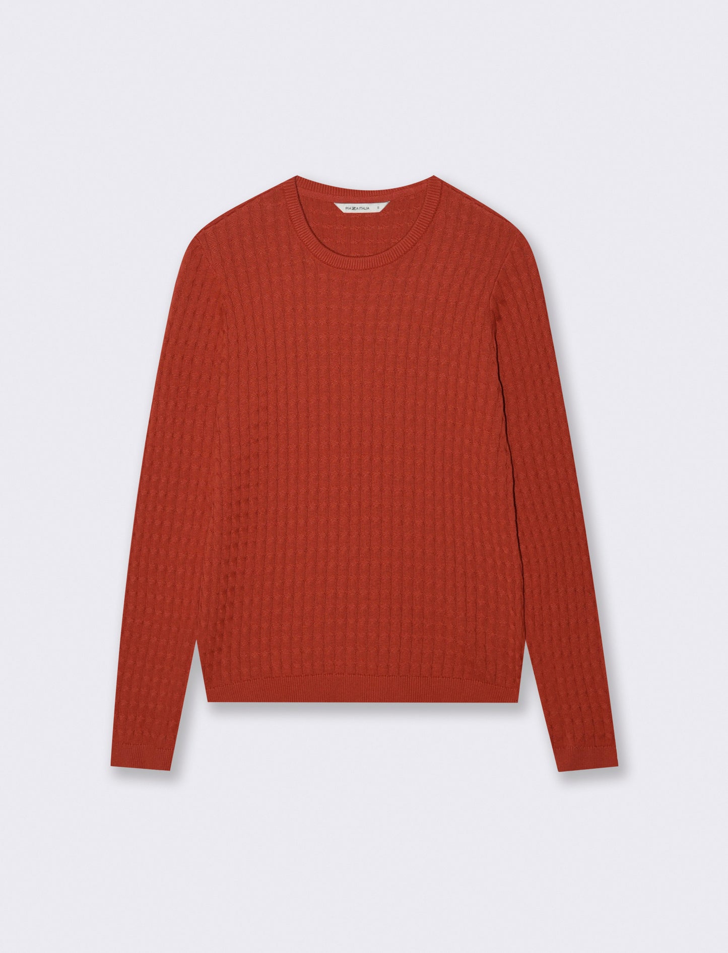 Braided Crew Neck Sweater - Orange