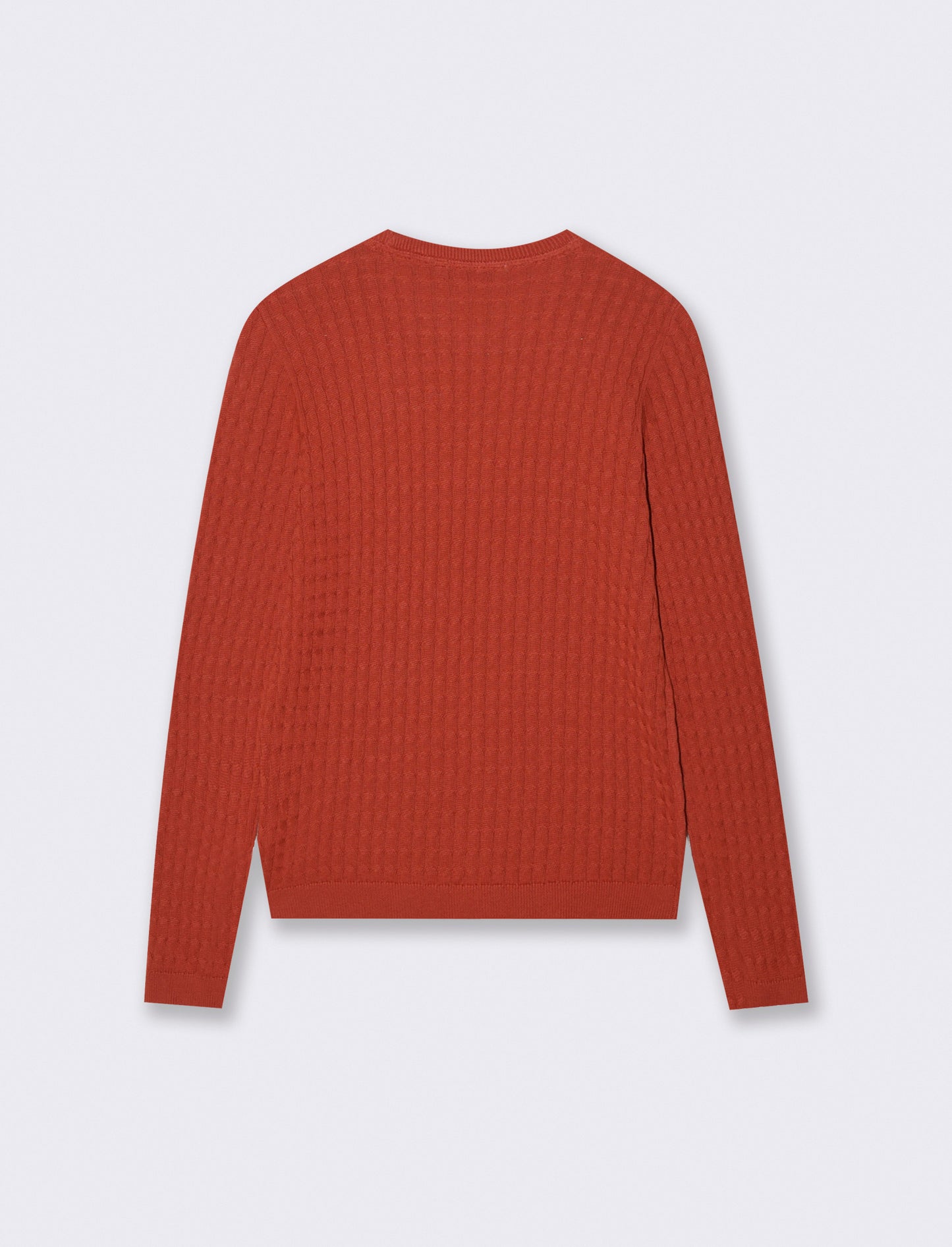 Braided Crew Neck Sweater - Orange