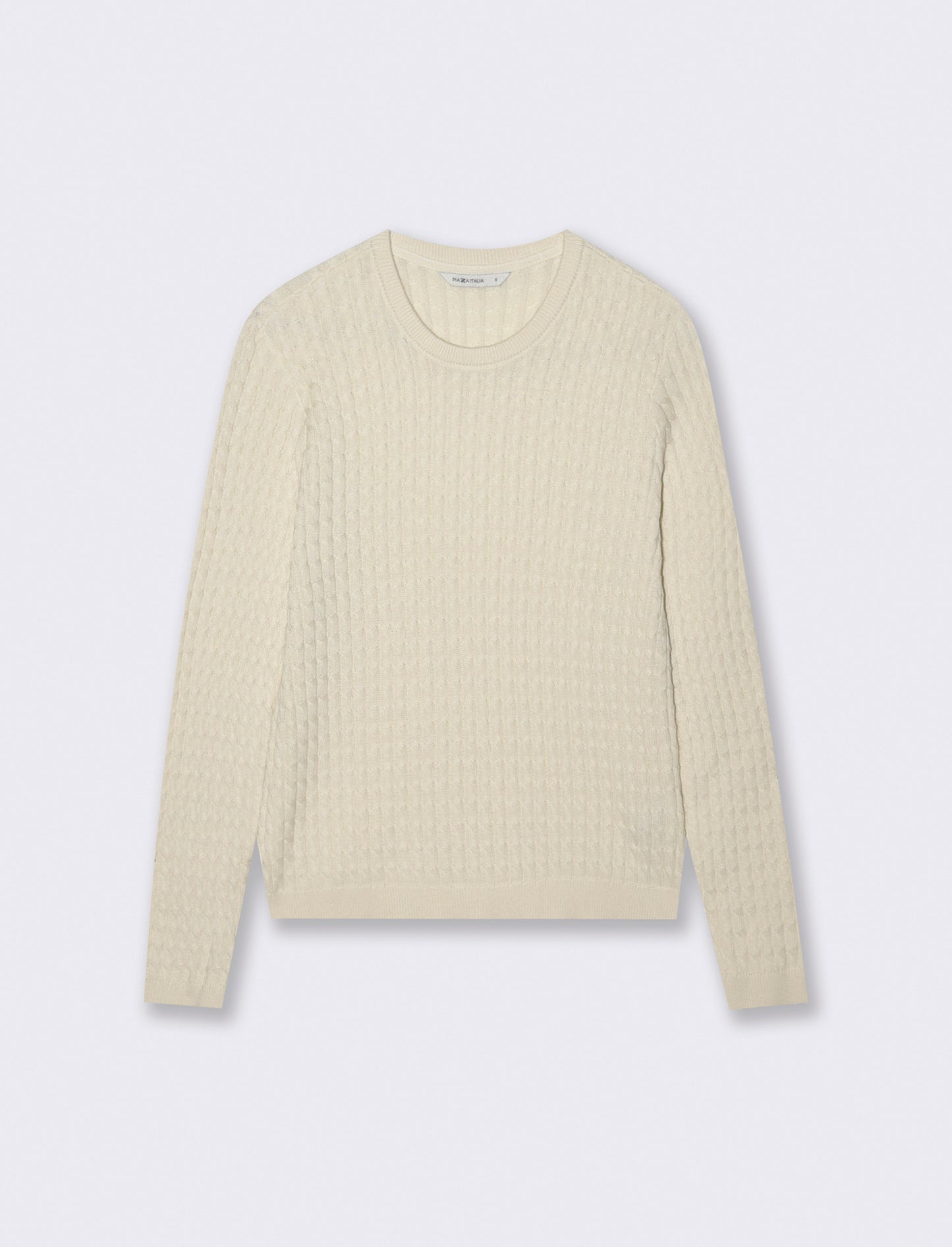 Maglia Girocollo a Treccia - Avorio