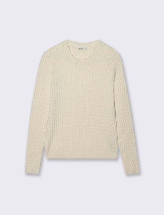Maglia Girocollo a Treccia - Avorio