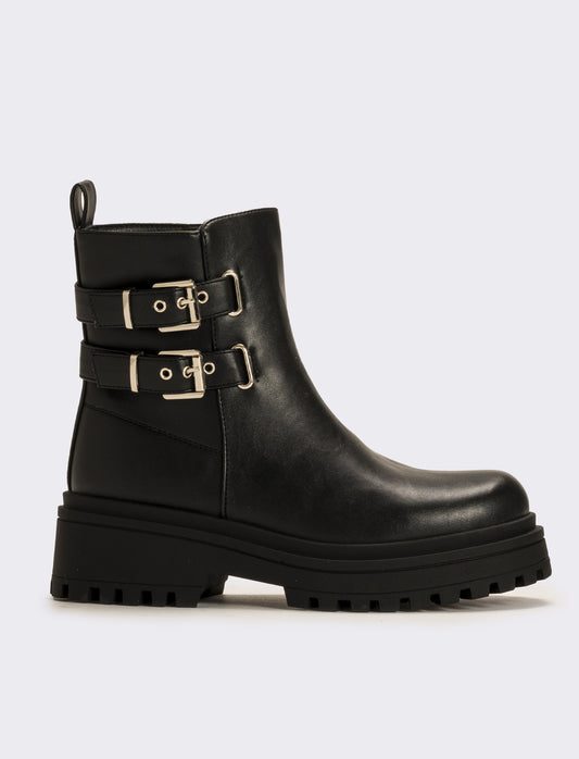 Tronchetto stile biker da donna - Nero