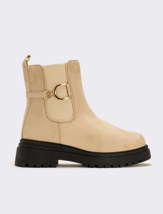 Tronchetto con decorazione metallica da donna - Beige
