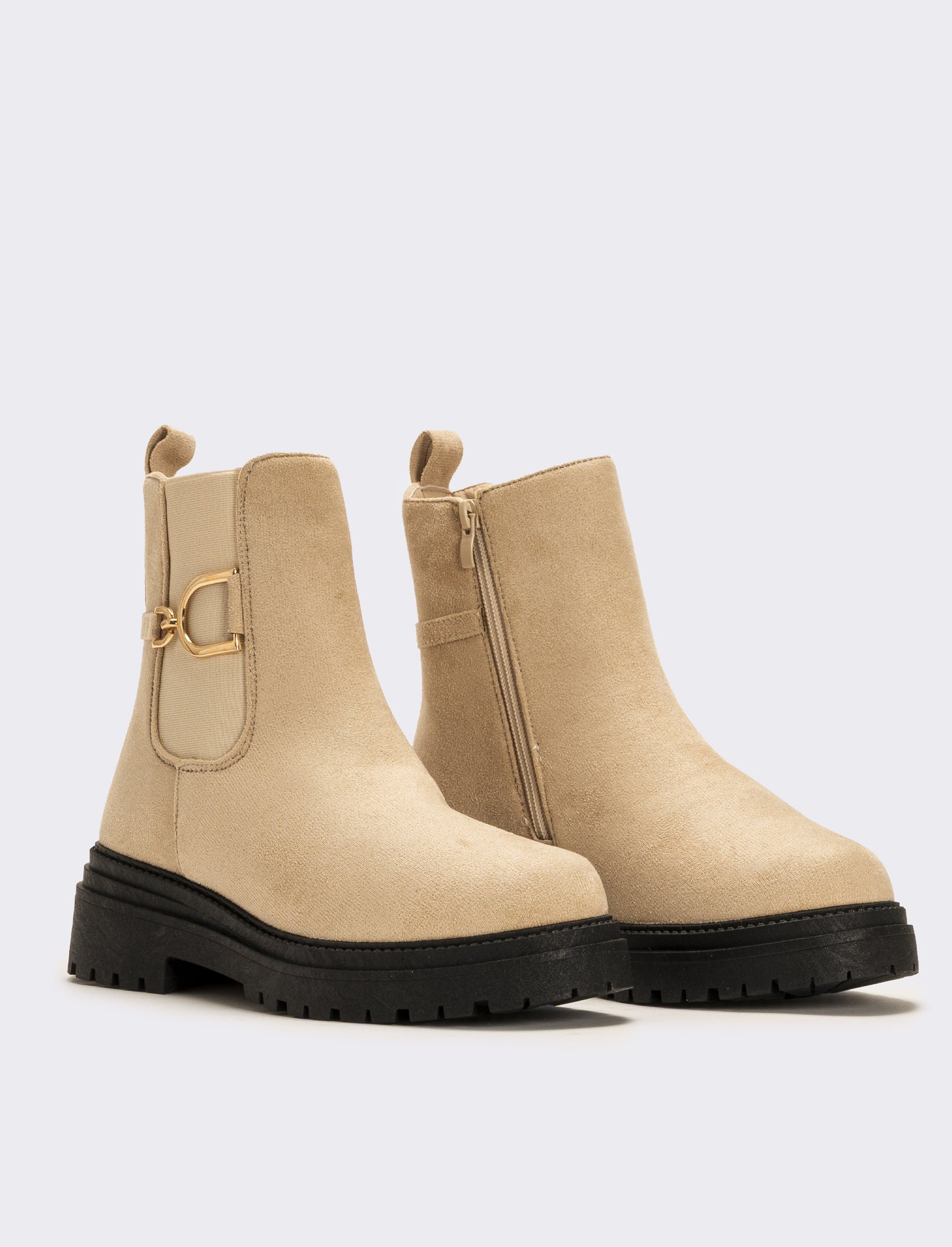 Tronchetto con decorazione metallica da donna - Beige