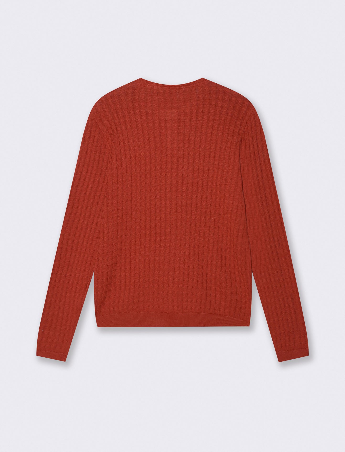 Cardigan a Treccia con Bottoni e Maniche Lunghe - Ruggine
