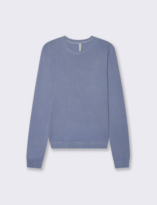 Maglia Basica Manica Lunga a Coste - Denim