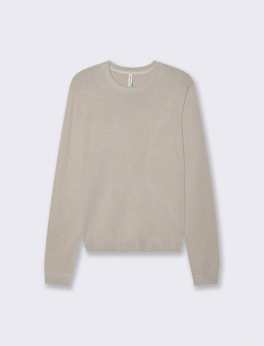 Maglia Basica Manica Lunga a Coste - Beige grano
