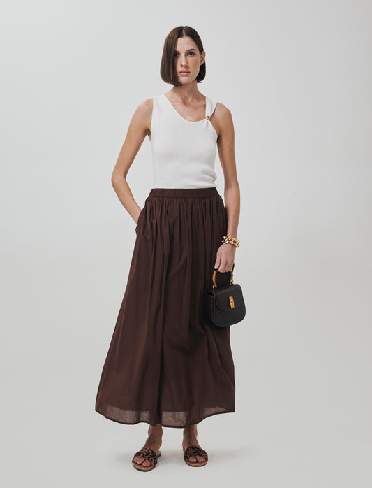 Top in Maglia con Scollo Asimmetrico e Gioiello - Avorio