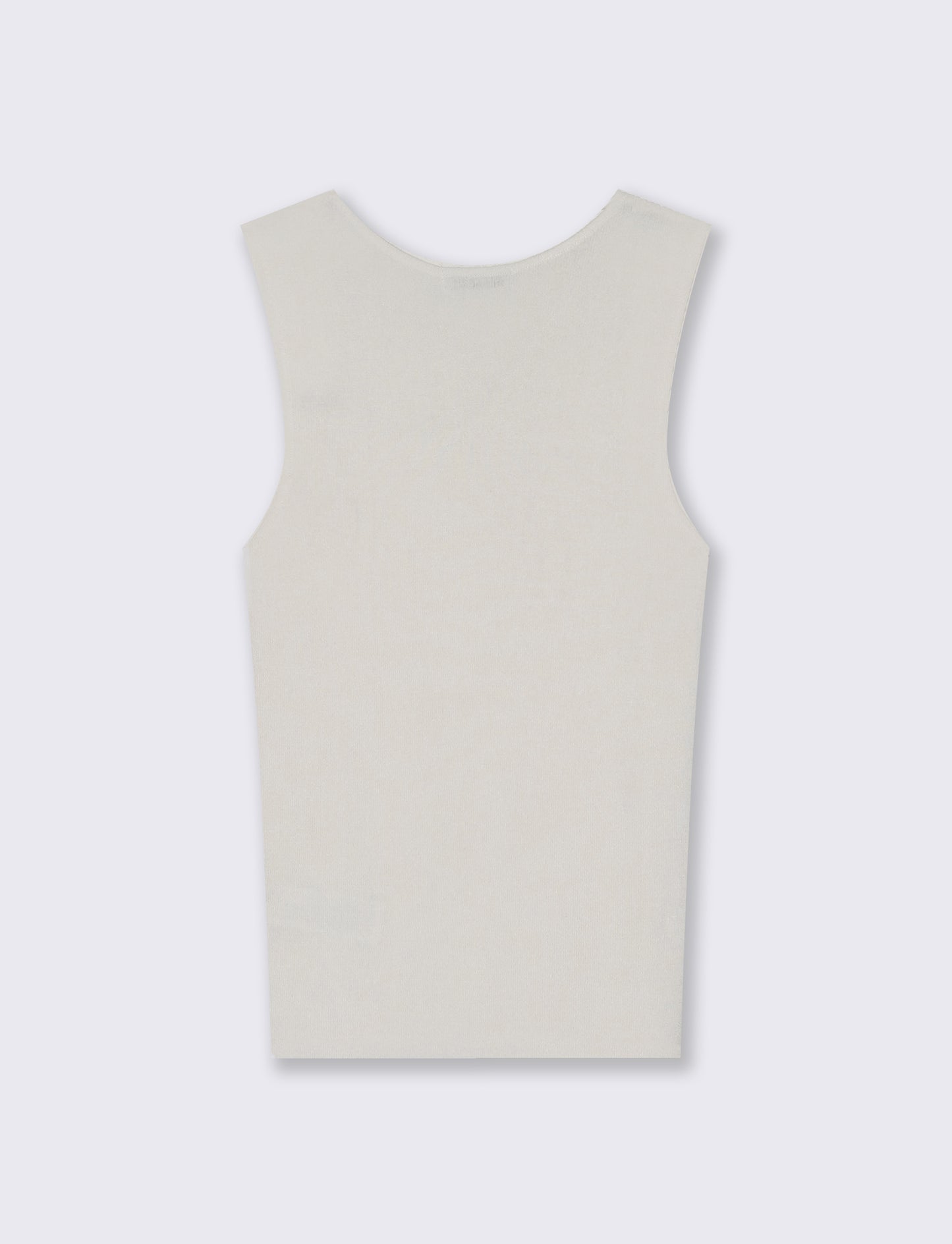 Top in Maglia con Scollo Asimmetrico e Gioiello - Avorio