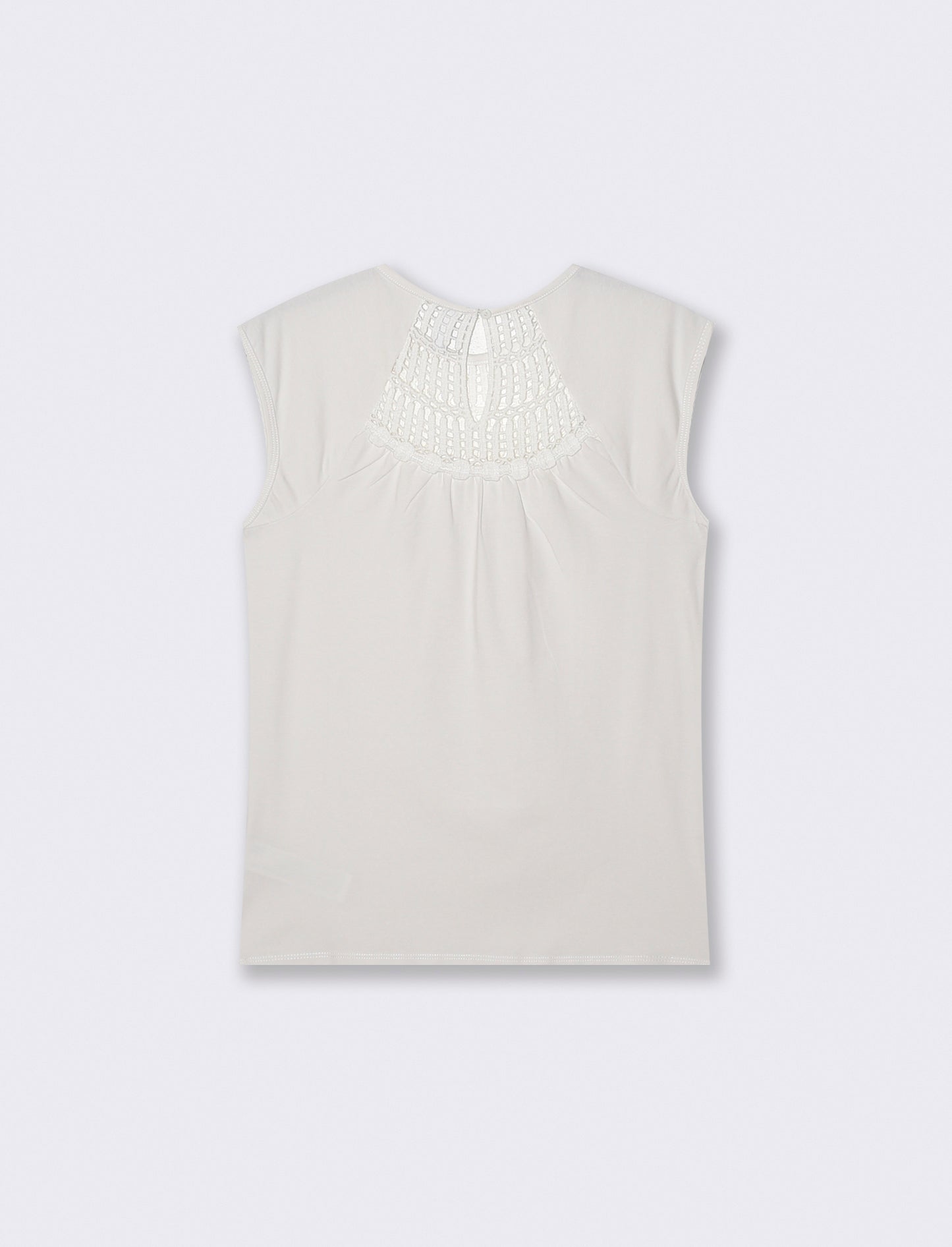 Top con pizzo e inserti sullo scollo - Avorio