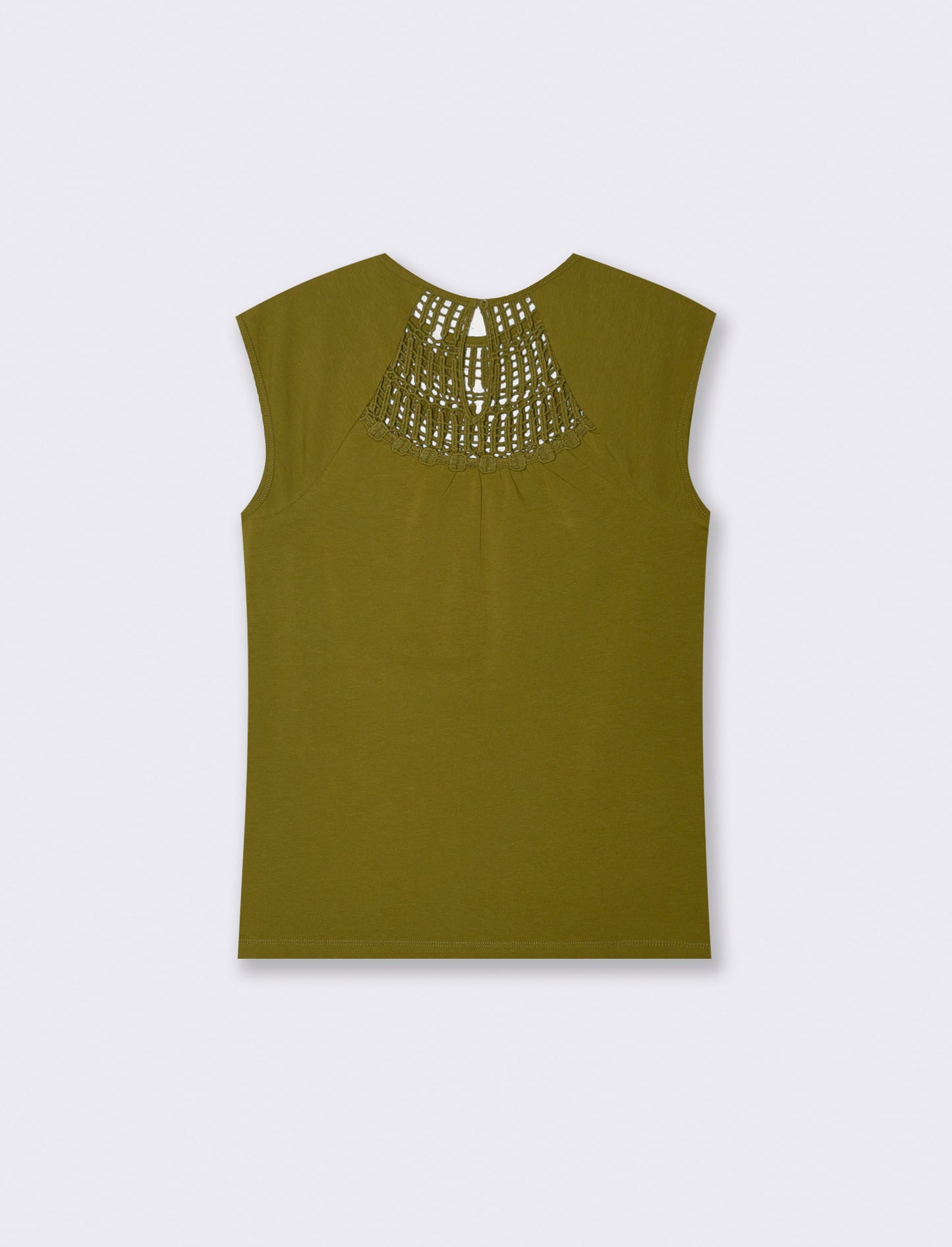 Top con pizzo e inserti sullo scollo - Verde abete