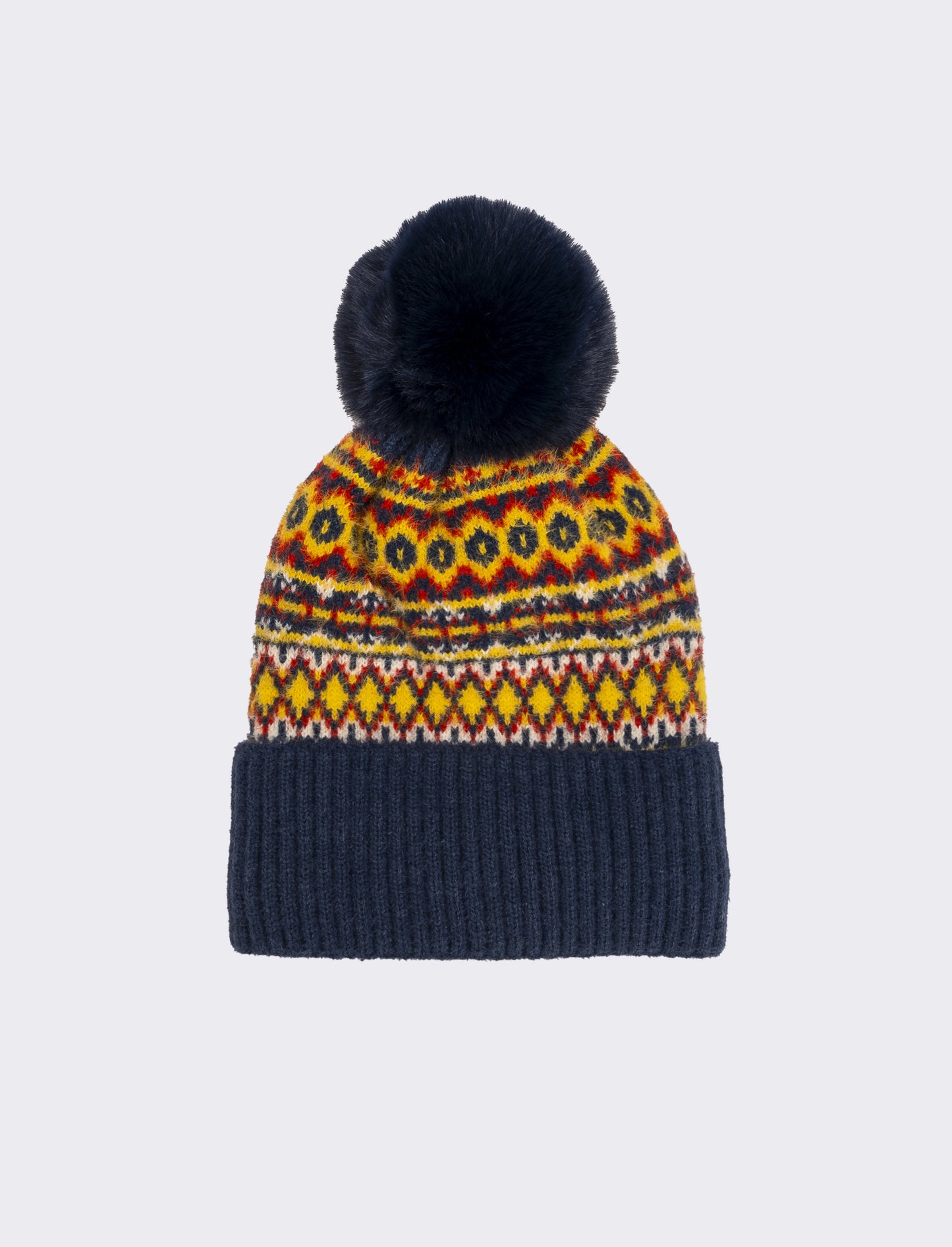 Cappello jacquard con pon pon - Multicolore