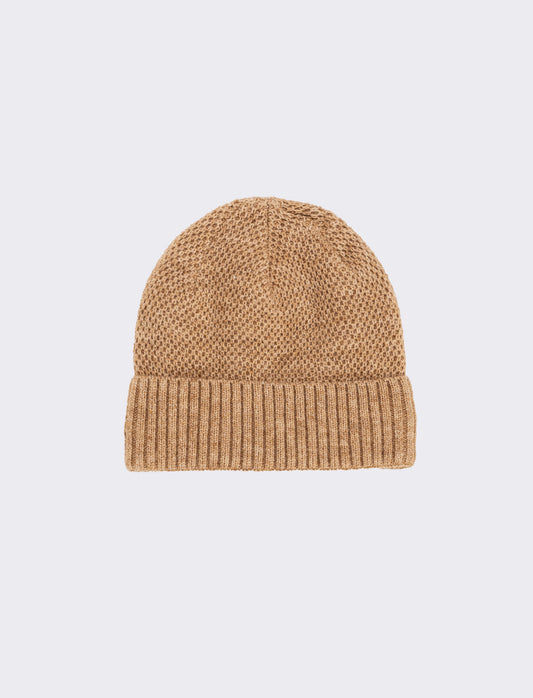Cuffia nido d'ape con risvolto uomo - Beige