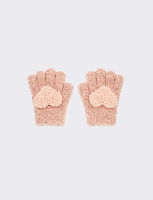 Guanto bambina con cuore - Rosa