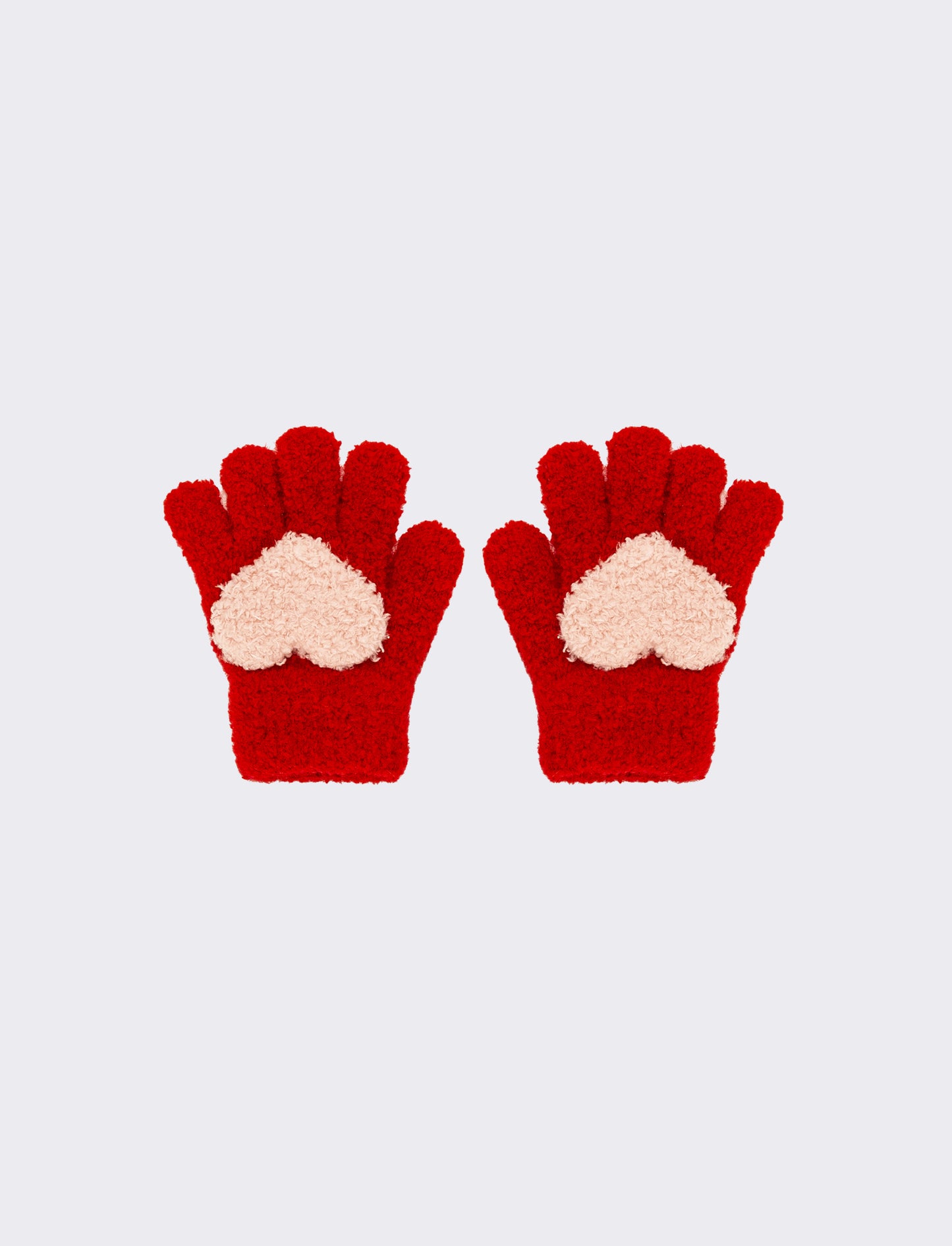 Guanto bambina con cuore - Rosso