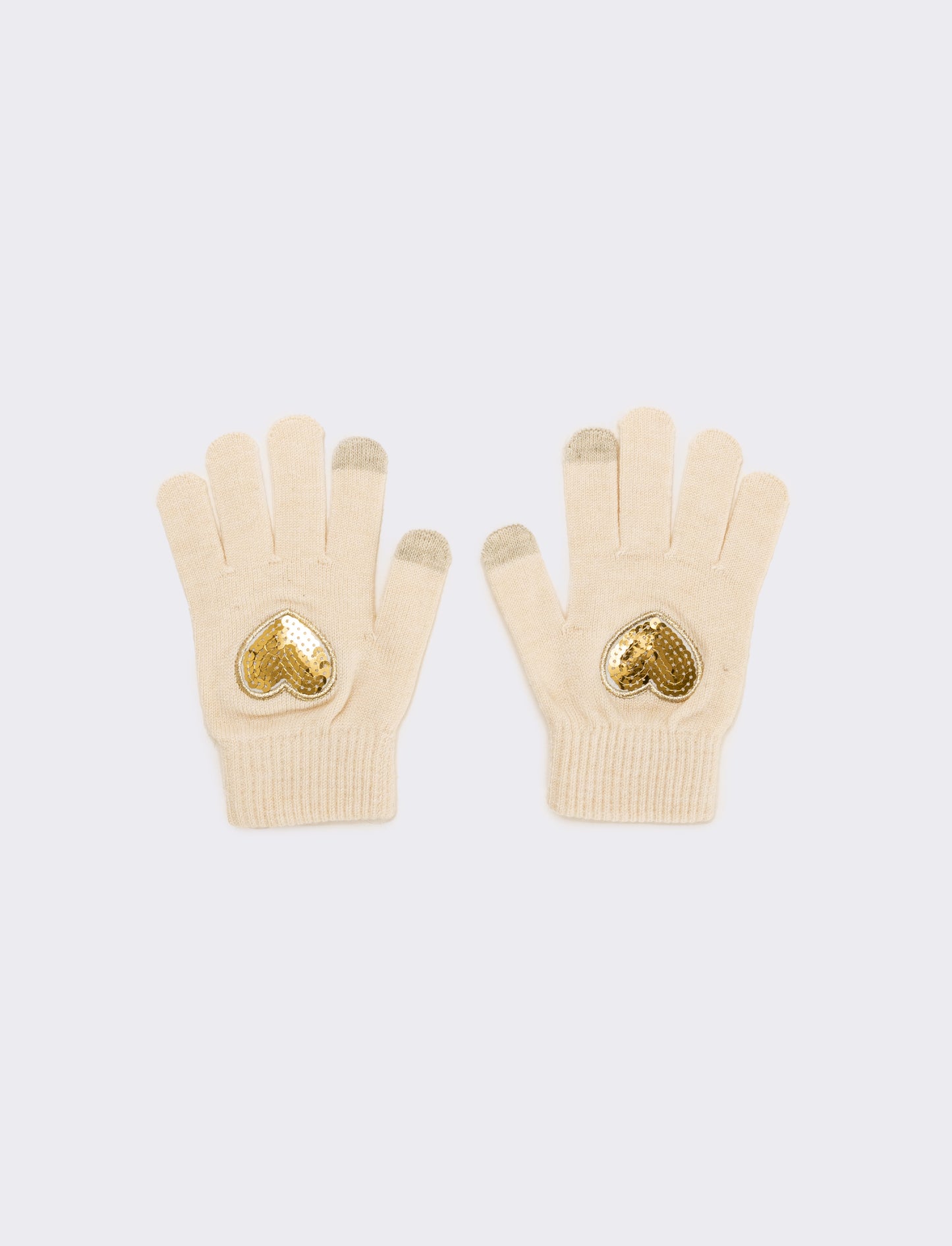 Guanti bambina con cuore paillettes - Bianco sporco