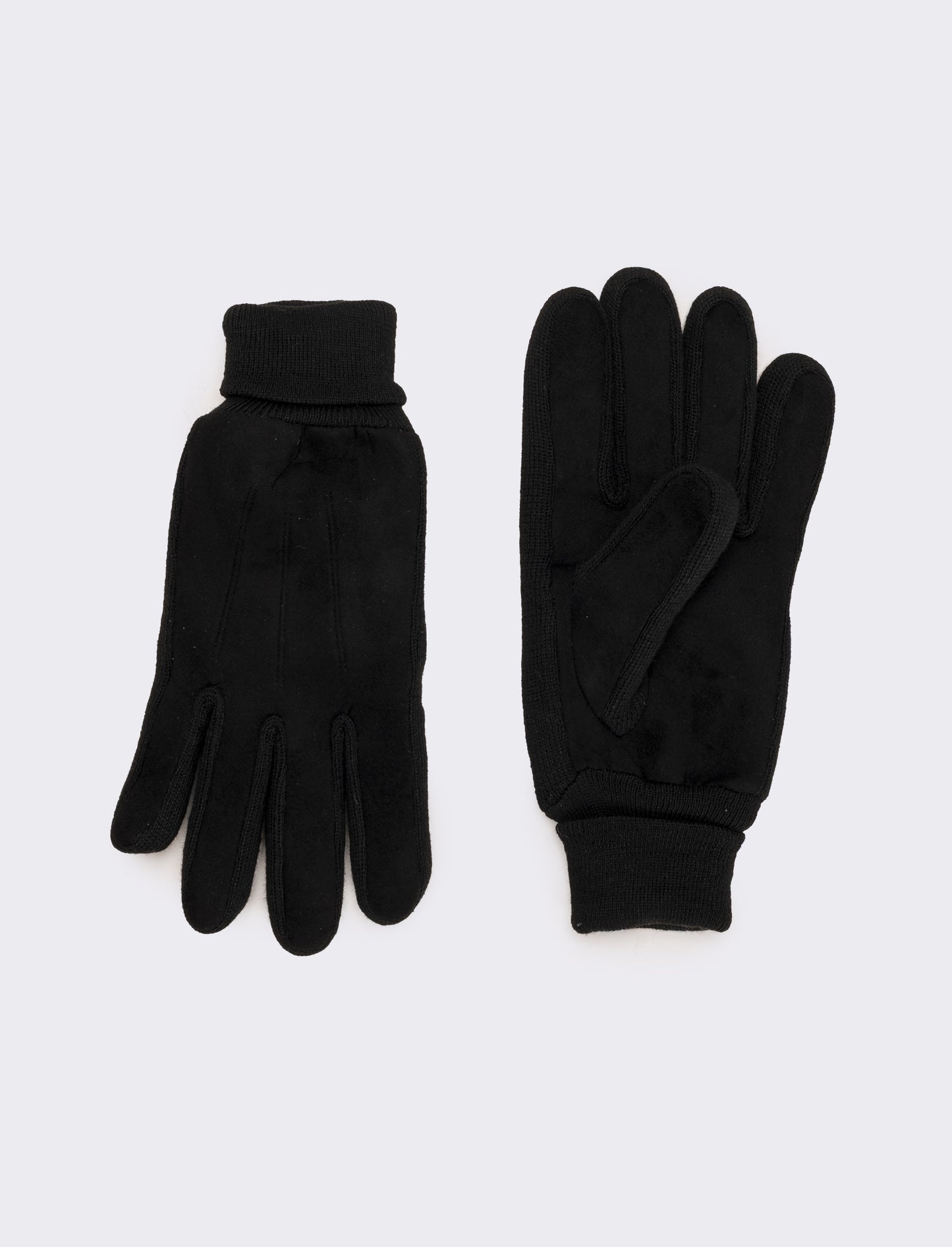 Guanti uomo scamosciati con polsino - Nero