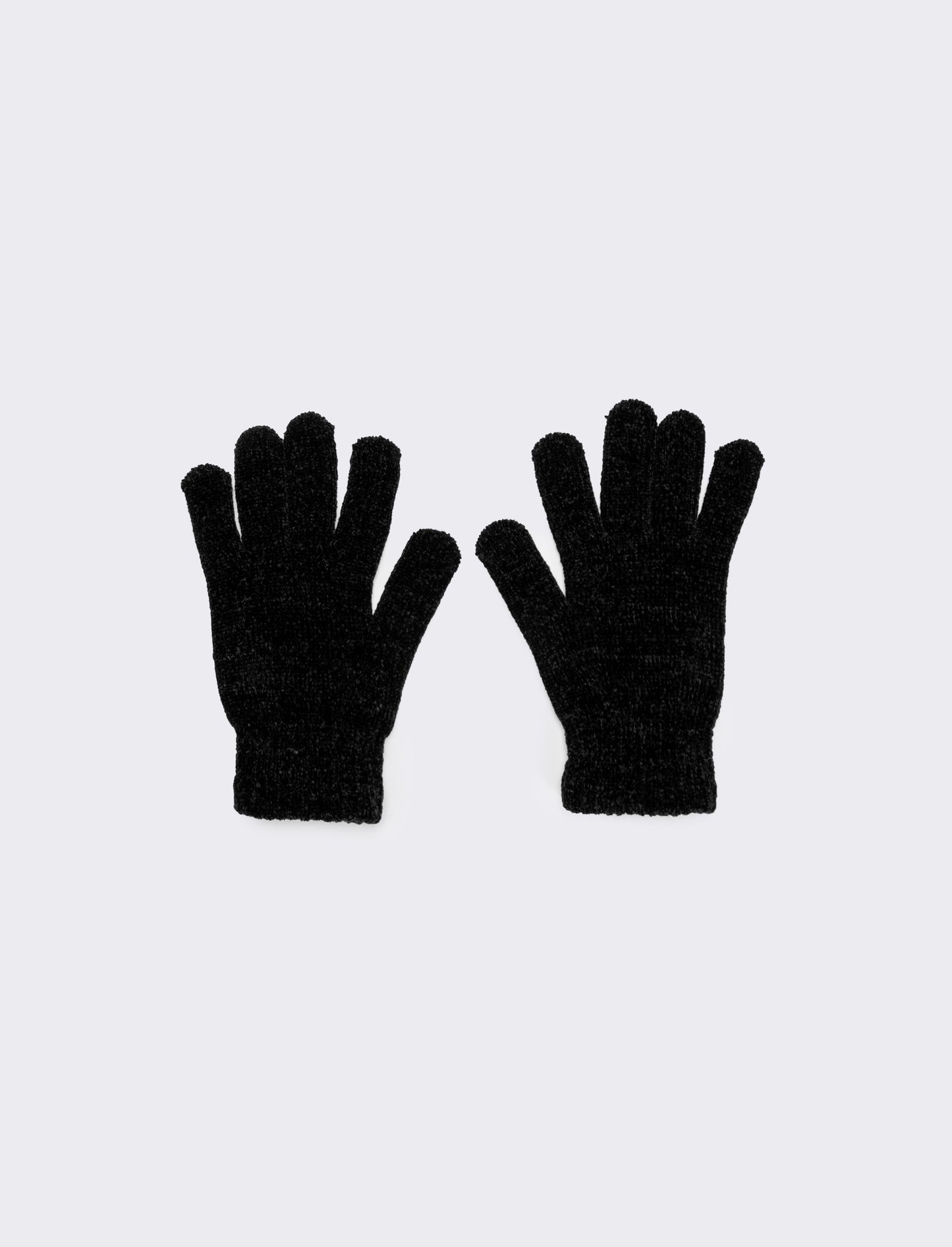Guanti donna in ciniglia con touch - Nero