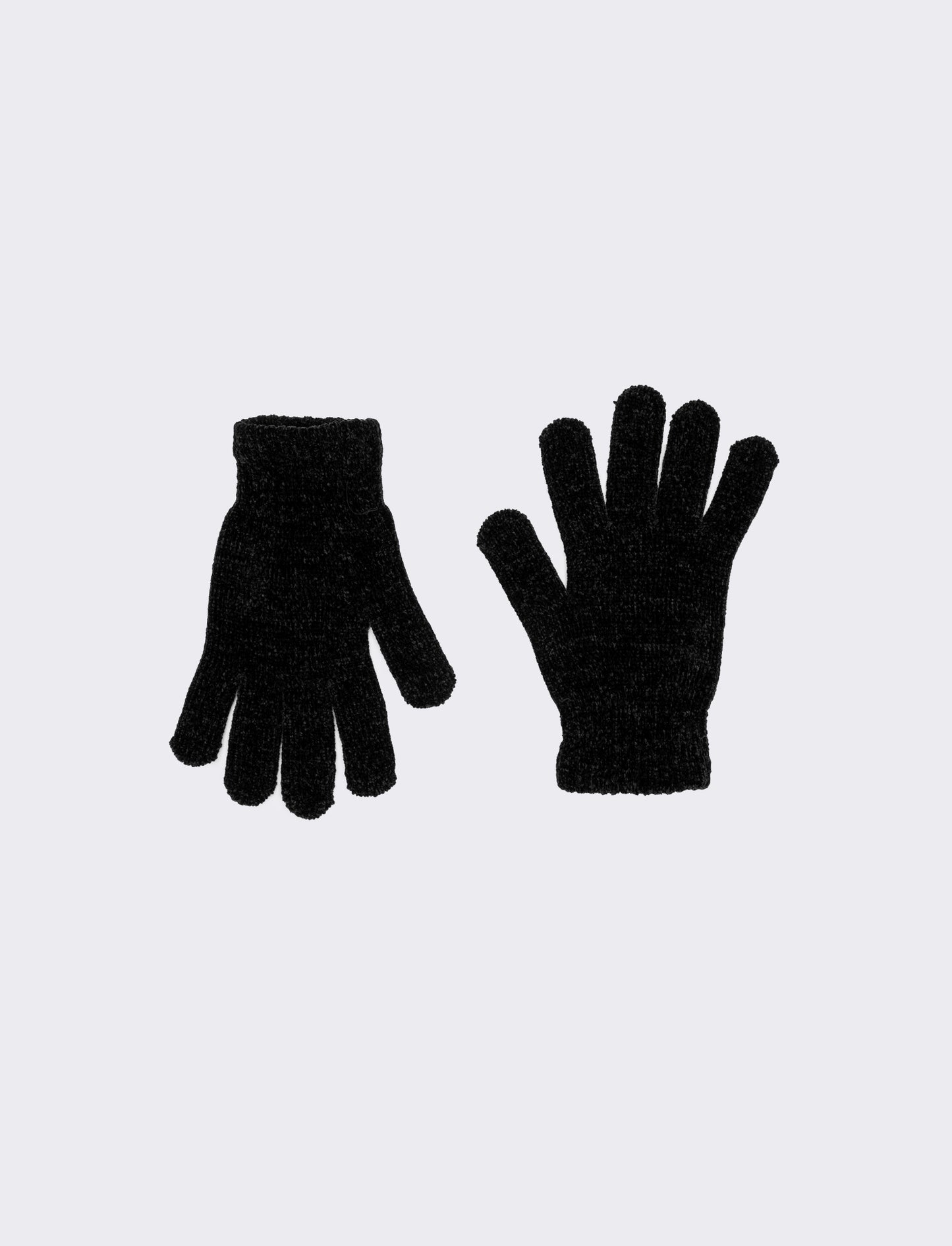 Guanti donna in ciniglia con touch - Nero