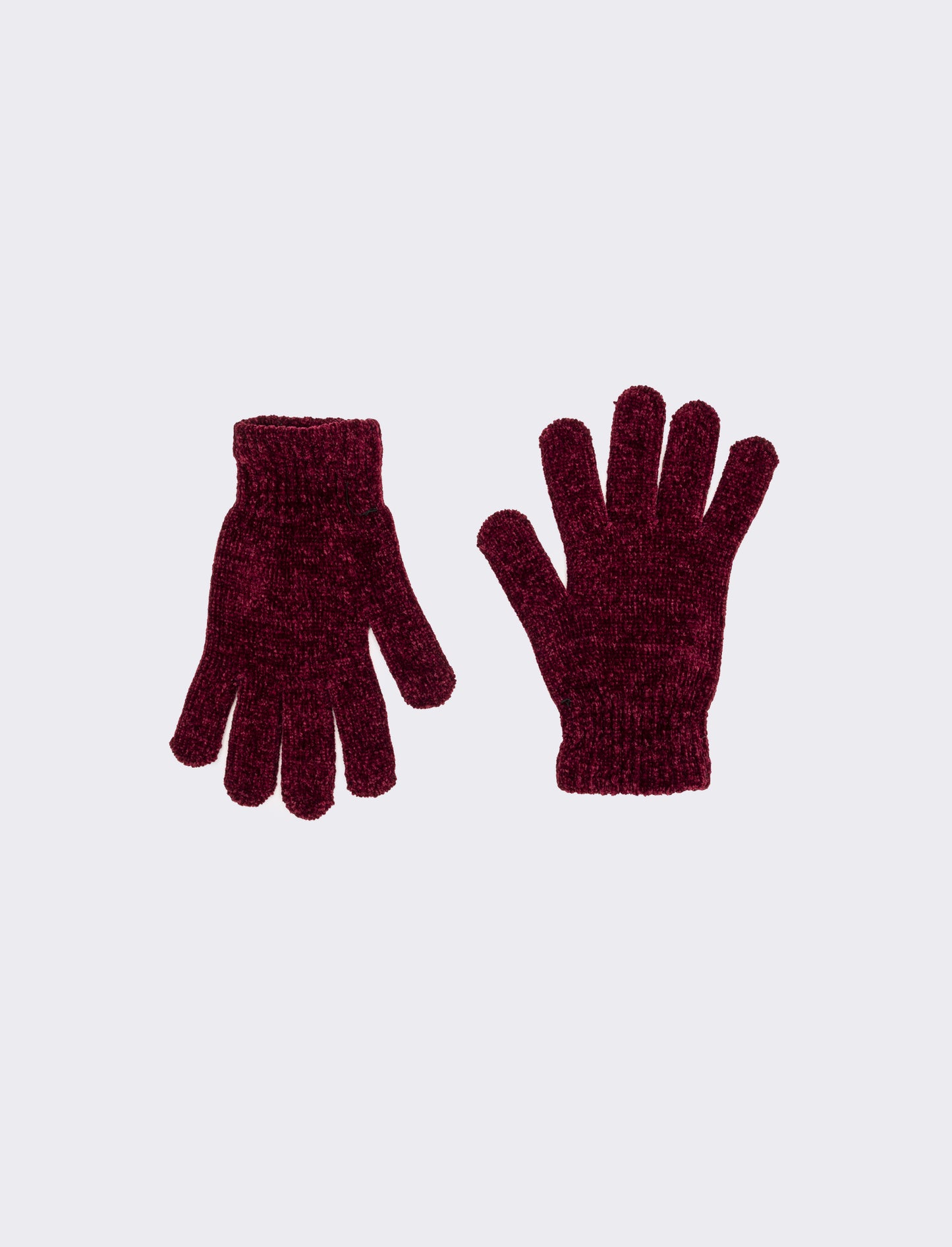 Guanti donna in ciniglia con touch - Bordeaux