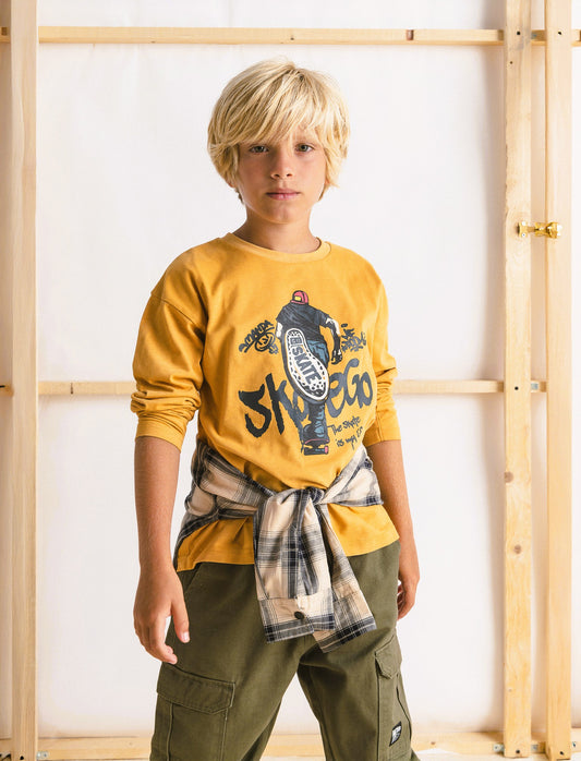 MAGLIA IN JERSEY - Senape