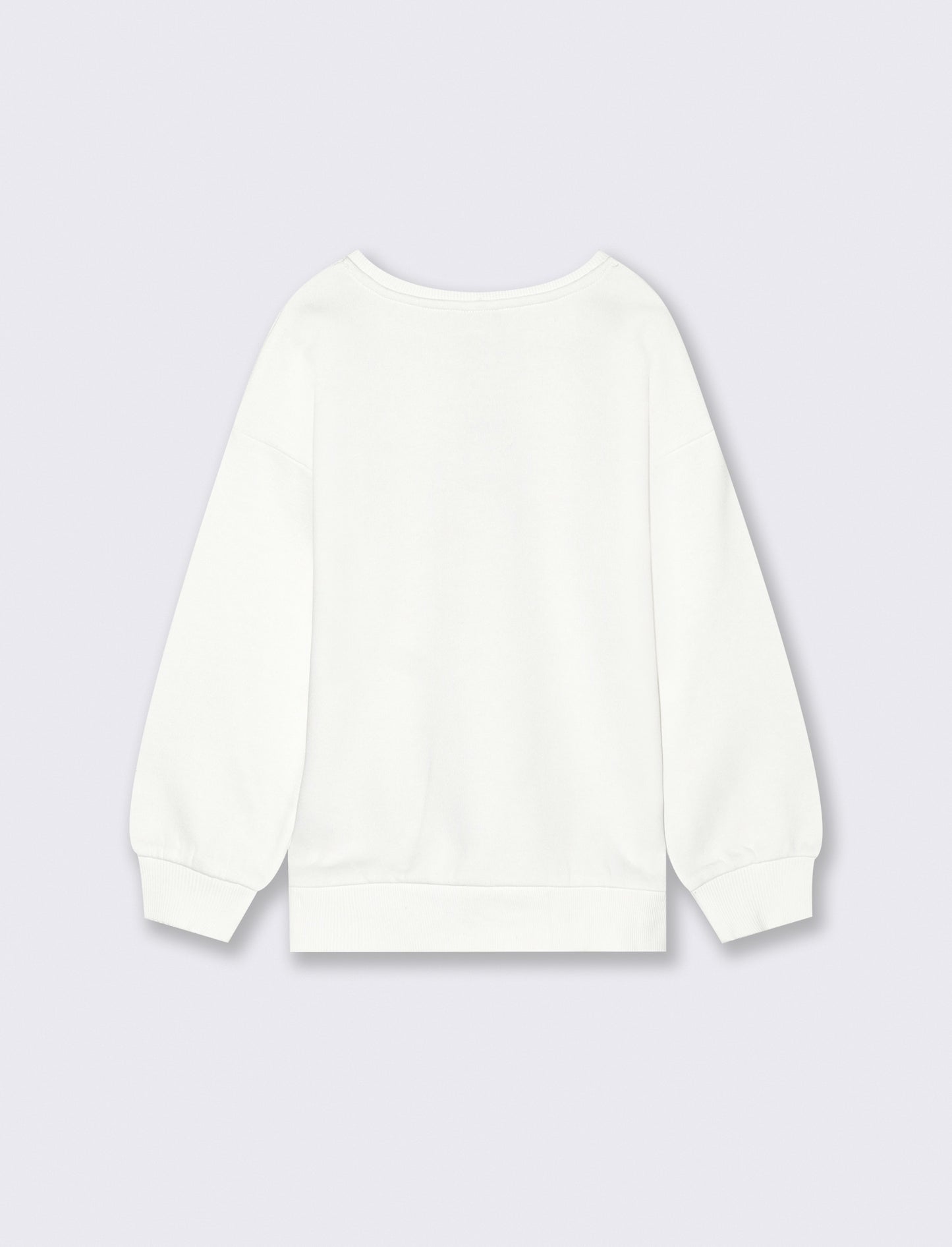 Felpa girocollo in cotone. - Bianco latte